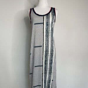 FUZZI geometric tribal print 100% cotton lightweight maxi slip summer dress